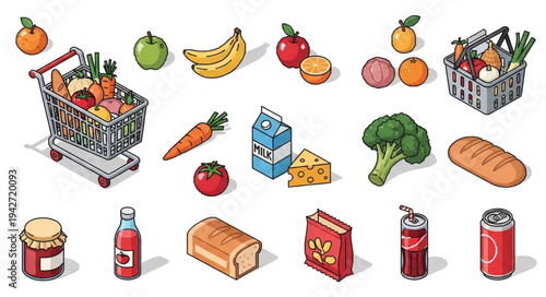 Grocery Items and Shopping Cart.