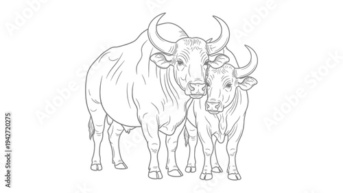 Gentle Guardians: A mother and calf bull tenderly share an intimate moment, their bond of affection evident. Embracing the essence of family.