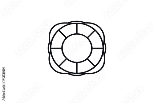 Black Outline Lifebuoy Vector Icon for Safety, Help, and Support Concepts, Ideal for Web, App, and Emergency Service Designs