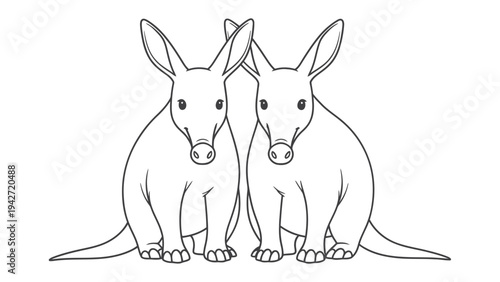 Aardvark Illustration: A charming illustration portrays two aardvarks, showcasing their distinctive features and unique characteristics. 