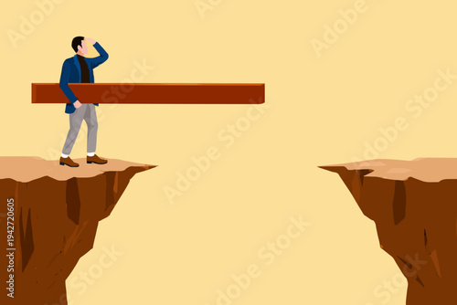 Man Looking Across Gap