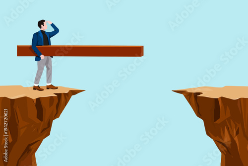 Man Looking Across Gap