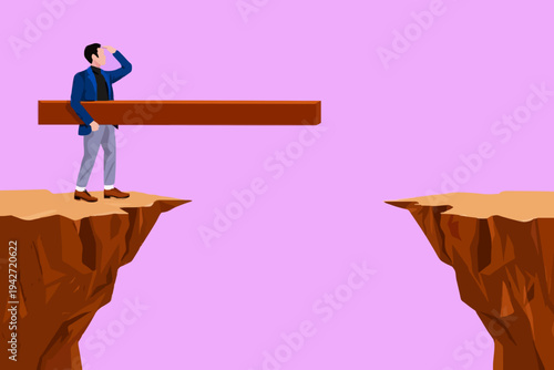 Man Looking Across Gap