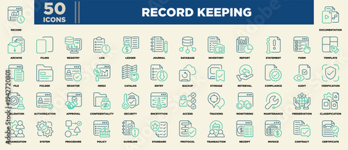 Record Keeping Icon Sheet Line Color