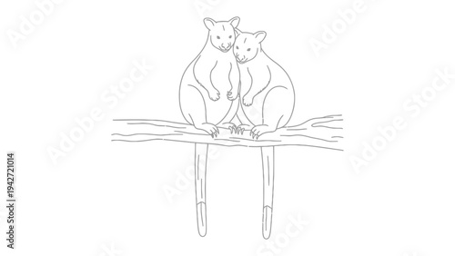 Cuddle Couple: Two tree kangaroos, a heartwarming scene of affection and companionship.