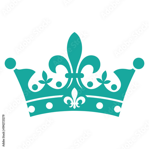 Elegant teal fleur-de-lis crown symbolizing royalty and prestige