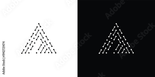 The letter 'A' logo design is formed from dots and lines that are connected to each other.