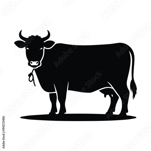 Majestic black cow standing alone in stark silhouette