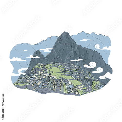 Ancient Inca Citadel of Machu Picchu in Peru.