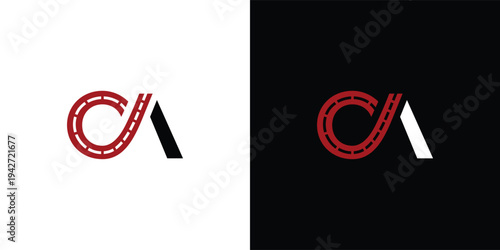 CA Monogram Logo in Red and Black Chain Style