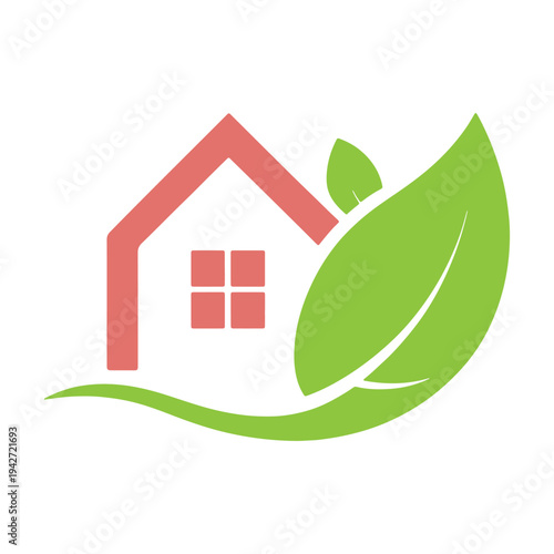 Eco-friendly house symbolized by a leaf for sustainable living initiatives