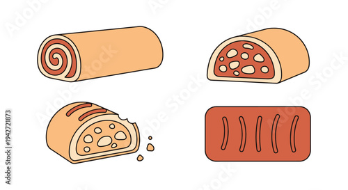 Strudel Line art vector set modern vibrant abstract color illustration