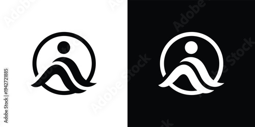 Abstract Human Icon Logo with Dynamic Waves