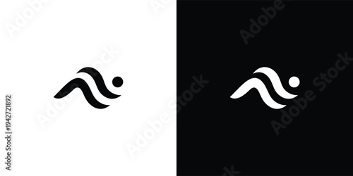 Abstract Human Icon Logo with Dynamic Waves