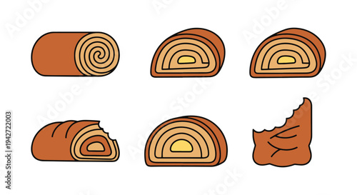 Strudel Line art vector set soft clean abstract