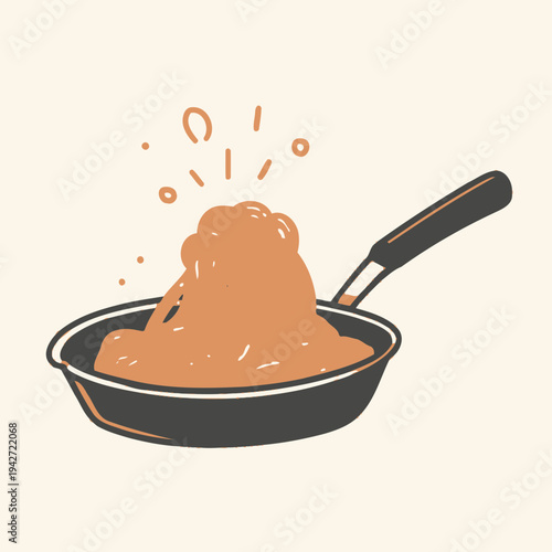 Spaghetti cooking in a frying pan