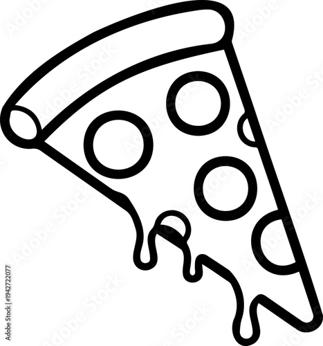 Pepperoni Pizza Slice Icon, Melted Cheese Fast Food Outline, Italian Pizzeria Vector Illustration