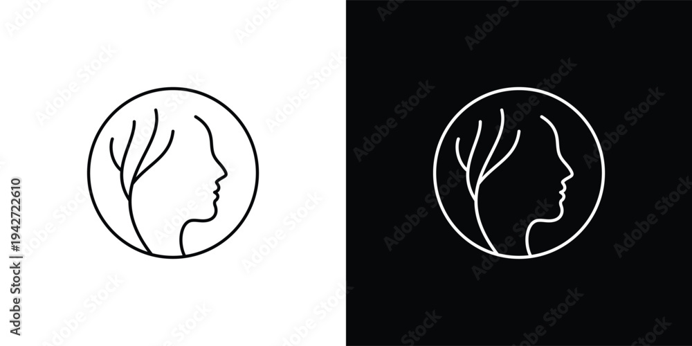 Fototapeta premium Minimalist Woman Face Logo with Abstract Lines