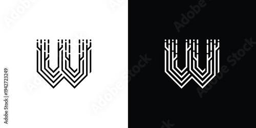 Digital Circuit W Letter Logo