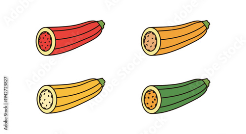 Stuffed Zucchini Line art clean artistic abstract illustration