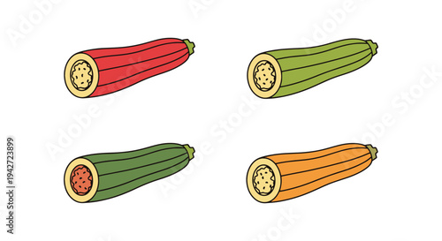 Stuffed Zucchini Line art soft abstract artistic illustration