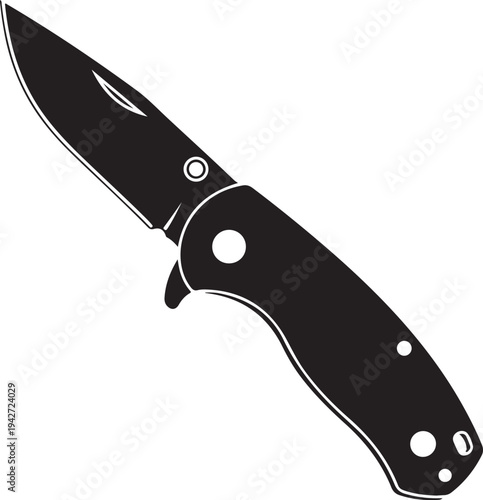 Foldable or folding pocket knife, pocketknife flat vector icon for apps and websites