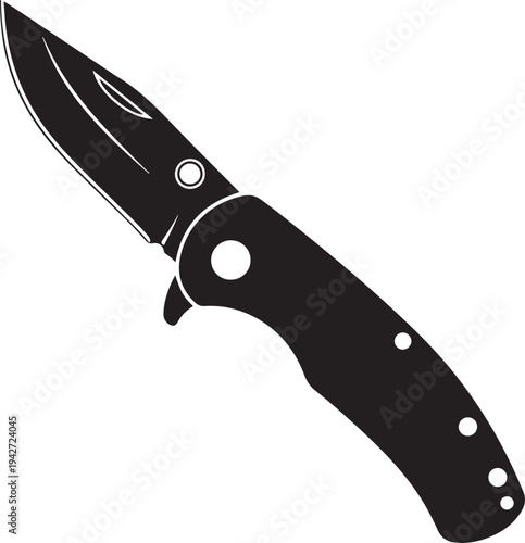 Foldable or folding pocket knife, pocketknife flat vector icon for apps and websites