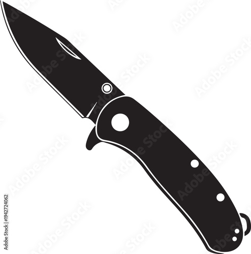 Foldable or folding pocket knife, pocketknife flat vector icon for apps and websites