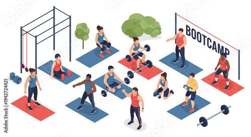 Group Fitness Bootcamp Training Session.