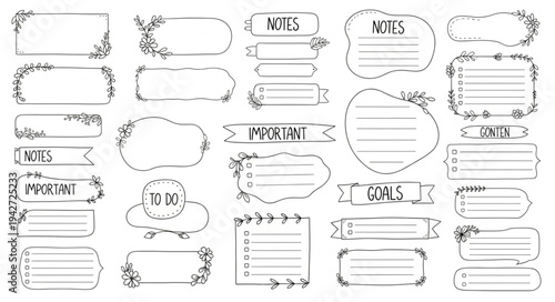 Collection of Floral Frame Designs for Notes and Postcards.