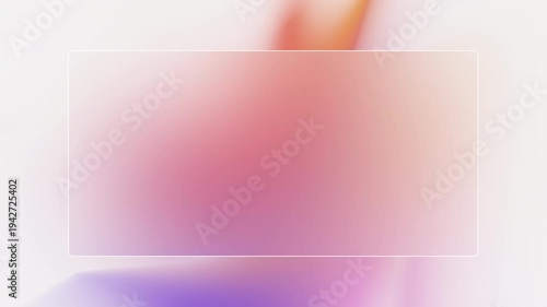 Abstract Soft Pastel Gradient Motion Background with Glassmorphism Frame. A modern and elegant motion graphic background featuring a smooth, softly blurred liquid gradient in pastel pink, and purple.