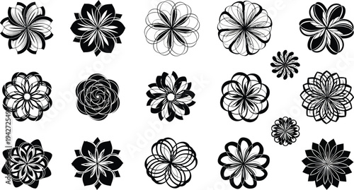Black and white floral on white background flowers patterns