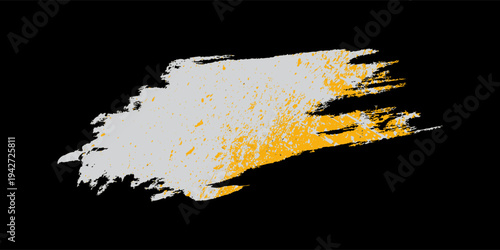 Abstract paint brush stroke on a black background, large rough brush smear with distressed texture, expressive artistic motion