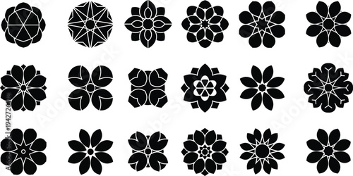 Black and white floral shapes flowers