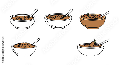 Lentil Stew Line art vector clean vibrant abstract color illustration