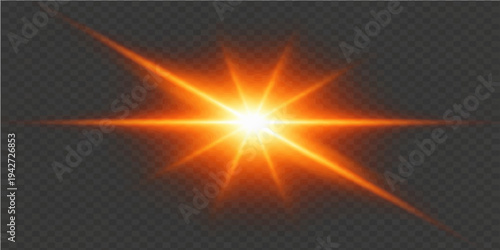 Bright abstract background vector with stars and an orange sun glowing in a red fire explosion design featuring hot yellow energy flames and a shining light texture in space