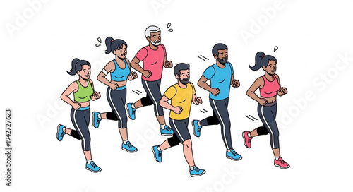 Group of Runners in Motion.