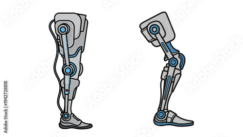 Futuristic Bionic Leg Prosthesis With Mechanical Joint System Representing Advanced Robotic Orthopedic Technology Vector Illustration