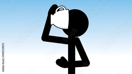 stick figure drinking from mug.