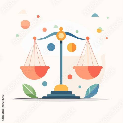 Abstract vector illustration of a balance scale symbolizing justice, equality, and fair decision-making