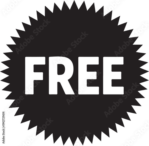 Free icon. Black freebie sign. Offer label tag design.