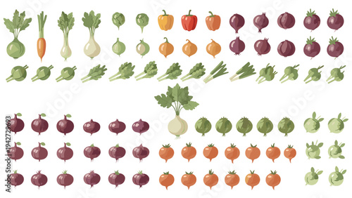 Colorful collection of fresh vegetables in flat design