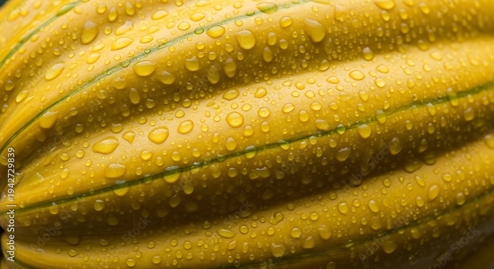 Obraz premium Yellow Squash with Water Droplets, Fresh Produce, Organic Texture, Digital Illustration