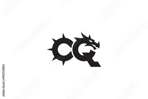 Cq logo design featuring a fierce dragon head integrated into the letter q