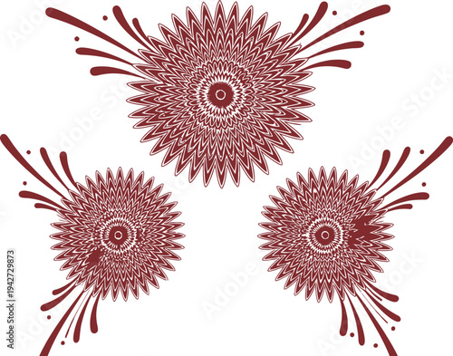 Illustration of three stylized neurons with branching dendrites and axons