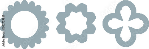 Three stylized geometric floral icons with a modern and minimalist design