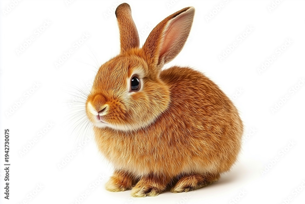 Obraz premium Brown Rabbit Isolated on White Background.
