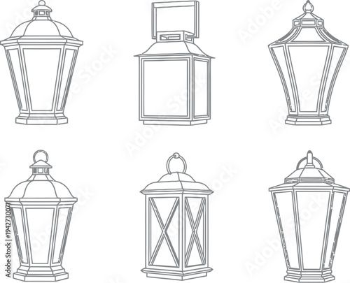 Various designs of traditional outdoor lanterns and street lamps