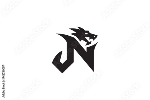 Creative jn logo design featuring a fierce dragon head for branding and gaming
