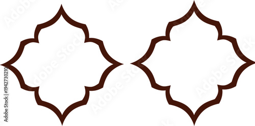 Intricate paired floral motifs with symmetrical petal designs and elegant borders